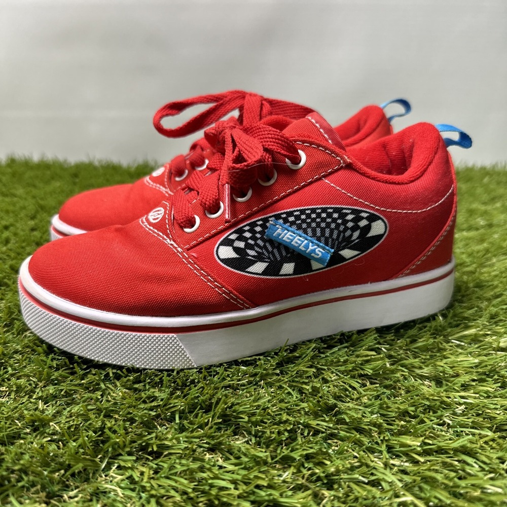 Heelys Sz. 2 Youth Pro 20 Prints Skate Shoes Red W/ Print Wheels NO PLUGS
